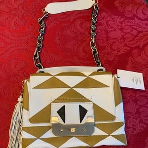 DVF large Harper daybag appliqué camel / white